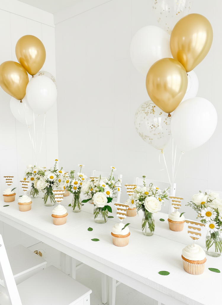 Celebrate dessert in style with our oh baby white and gold-edged dessert and cake plates . They are the perfect size for cake or dessert. Use for a baby shower or gender reveal.