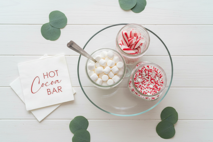 Hot Cocoa Bar Toppings Overhead – Bright & Airy