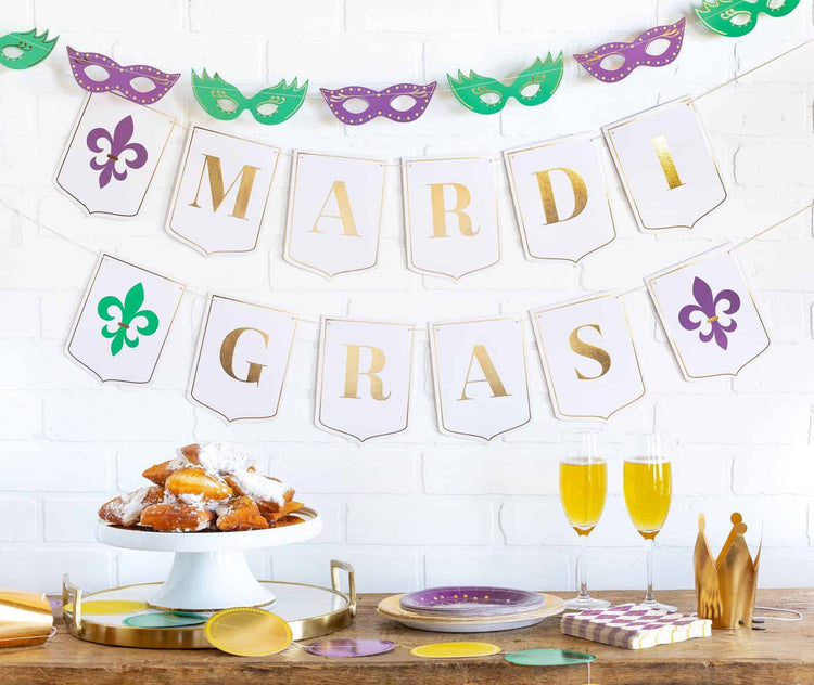 Gold Purple and Green Mardi Gras Banner