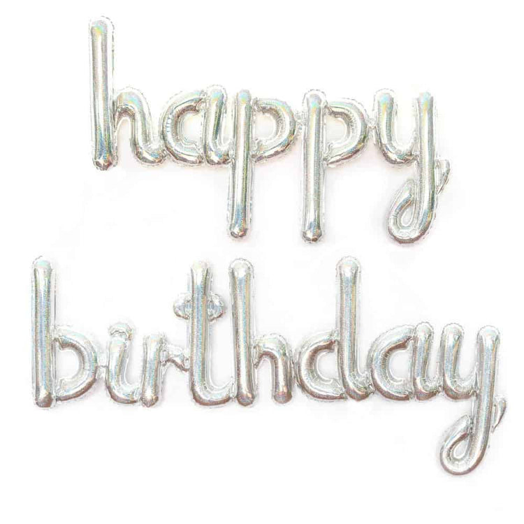 Silver Happy Birthday Balloon Banner super easy and fast to assemble