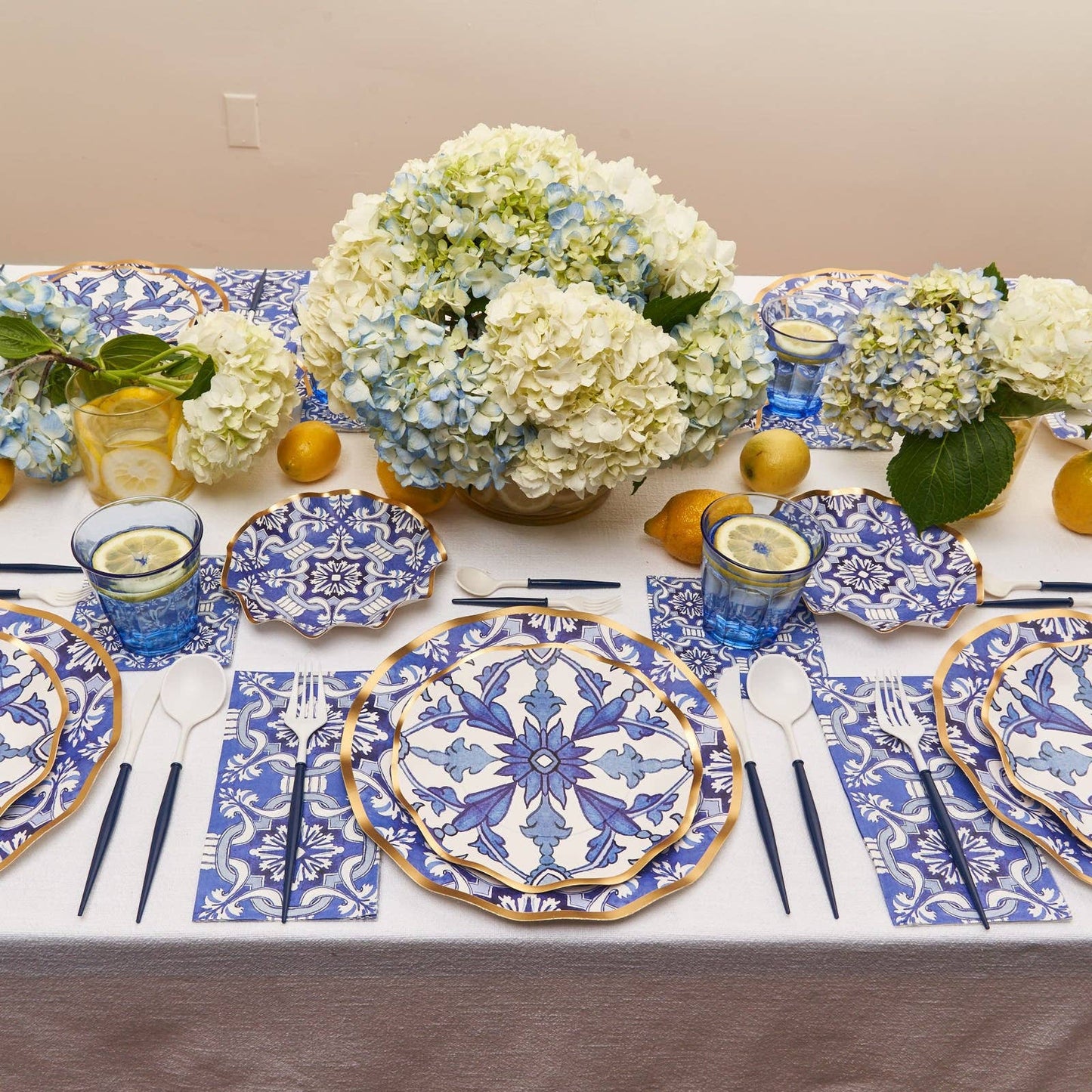 Moroccan Blue Paper Salad Plates