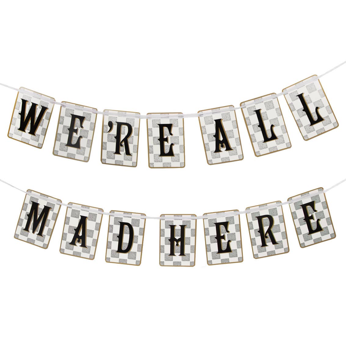 We're All Mad Here Paper Bunting 10 Feet - Alice in Wonderland Tea Party Decorations