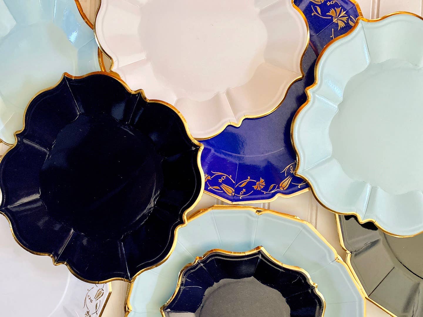 Navy Scalloped Dessert Plates