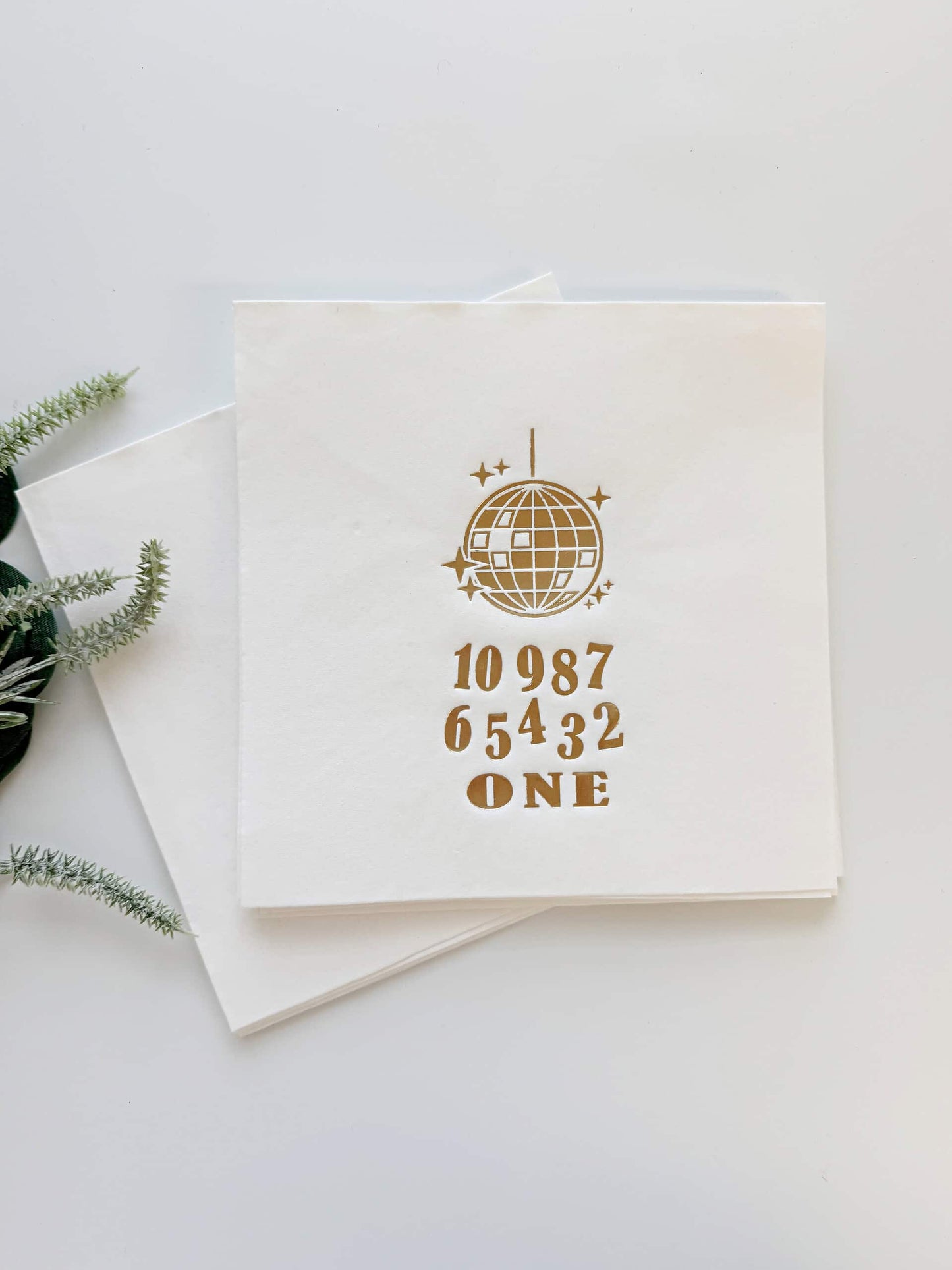 One First Birthday Countdown Luncheon Napkins - Disco Ball NYE Napkins