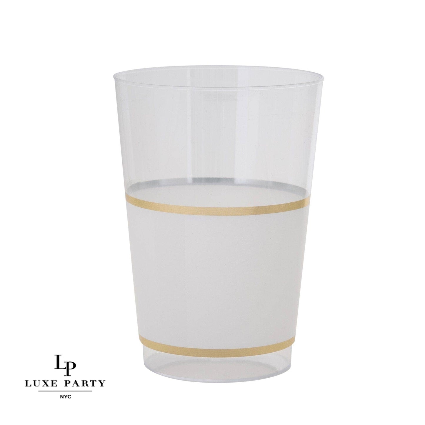 White & Gold Plastic Cocktail Glasses, Set of 10
