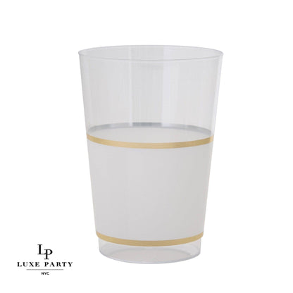 White & Gold Plastic Cocktail Glasses, Set of 10