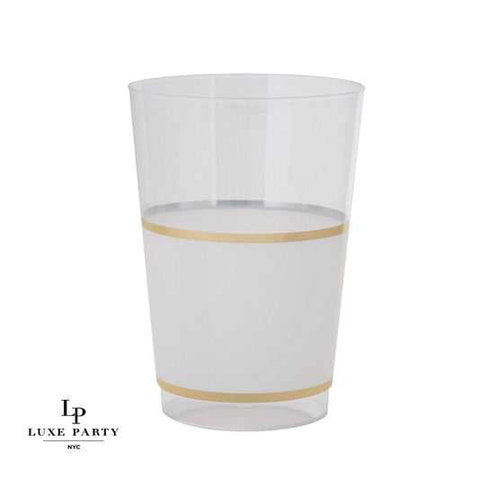 White & Gold Plastic Cocktail Glasses, Set of 10