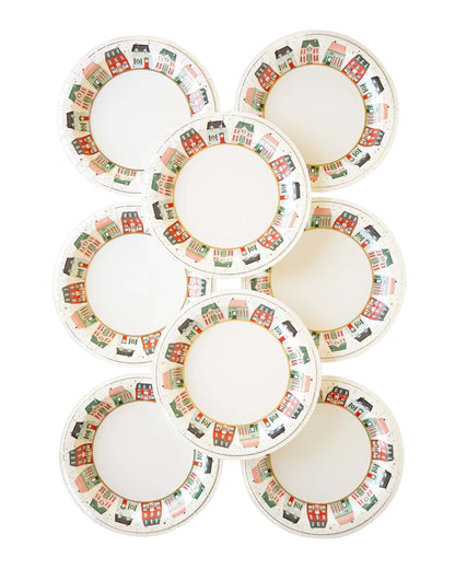 Village Christmas Round Plates