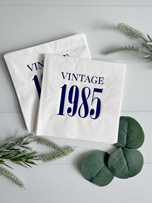Vintage 1985  Cocktail Napkins - 40th Birthday Party Decor | Set of 16 Beverage Sized Napkins