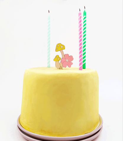 Mushroom and Flower Cake Topper Yellow Mushrooms