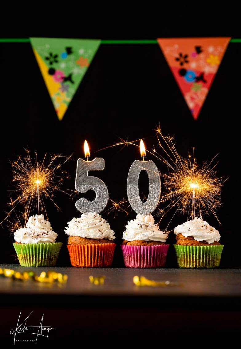 Number 5 Birthday Candle - Silver Glitter | Cake Topper