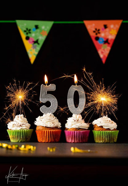 Number 5 Birthday Candle - Silver Glitter | Cake Topper