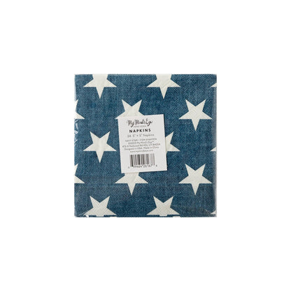Denim Navy Star Cocktail Napkin