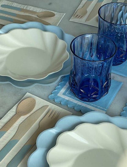 Baby Blue Scalloped Cocktail Napkins