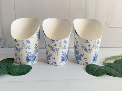 Blue Toile Paper Popcorn or Charcuterie Cup - Set of 8