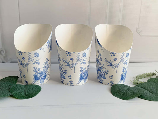 Blue Toile Paper Popcorn or Charcuterie Cup - Set of 8