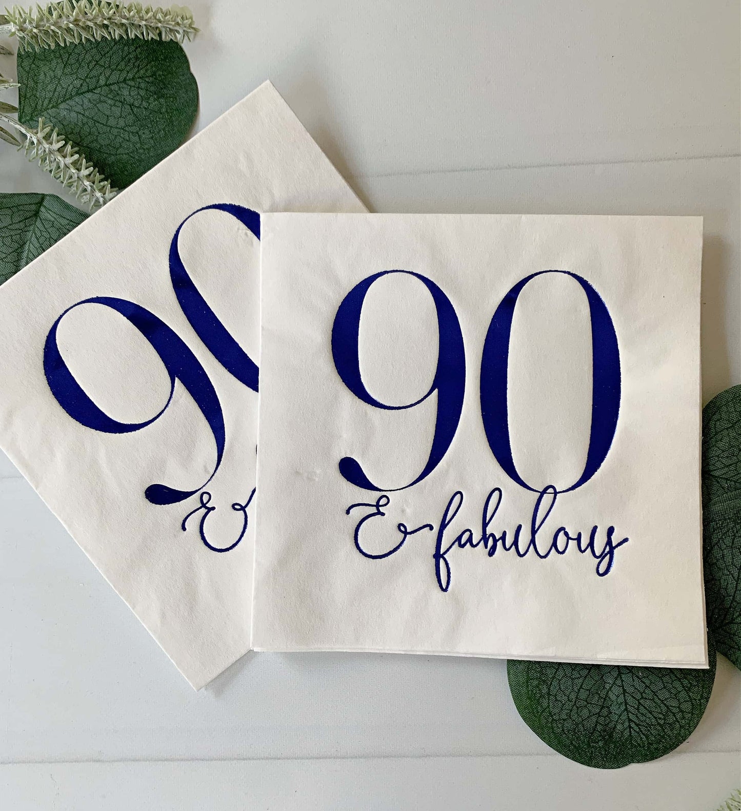 90 & Fabulous Cocktail Napkins - Cobalt Blue Foil