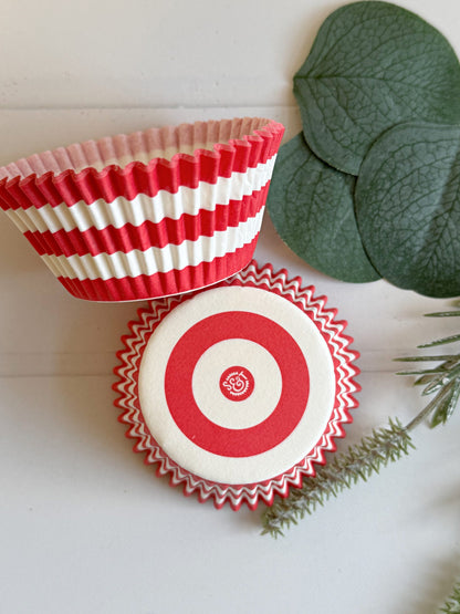 Red and White Striped Cupcake Liners- Set of 25