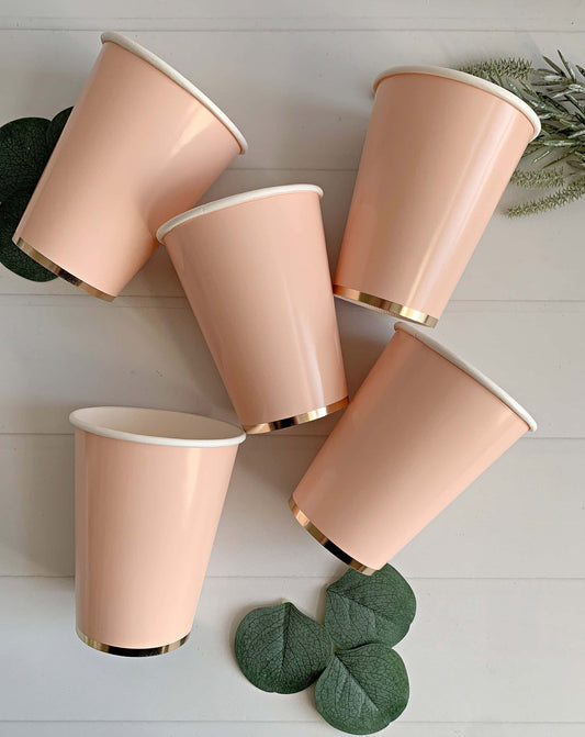 Sweet Peach Paper Cups with Gold Foil Edge Detail