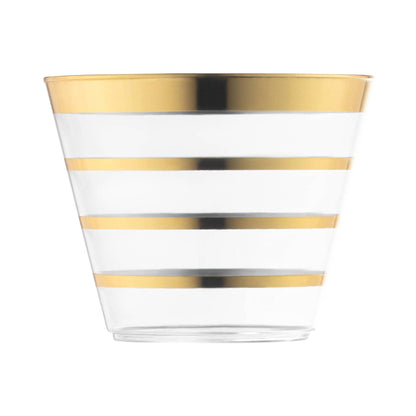 Clear and Gold Striped Cocktail Glasses (9 ounce)