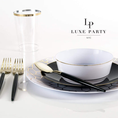 Black Plastic Dessert Plates - with Gold Edge