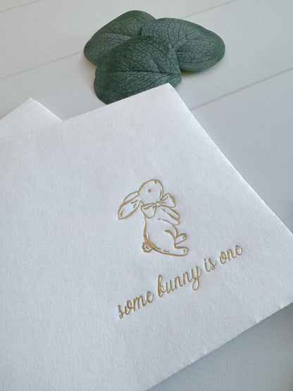 Some Bunny is One  Napkins Gold Foil - Milestone Birthday Cocktail Napkins Set of 16