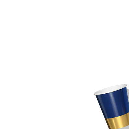 Navy Blue and Gold Party Cups - 9 oz Paper Cups, 10 Pack