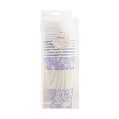 Blue Floral Paper To Go Coffee Cups