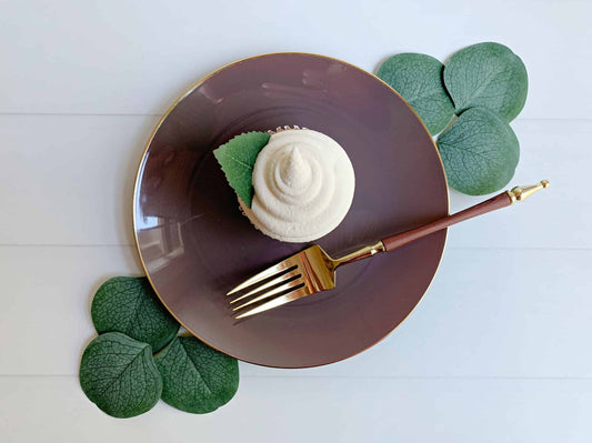 Truffle with Gold Edge Dessert Plates 7.25"