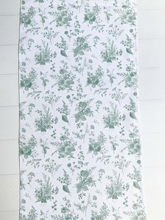 Sage Toile Table Runner