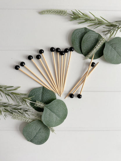 Short Black Party Picks | 3.5 Inches Tall: Set 40