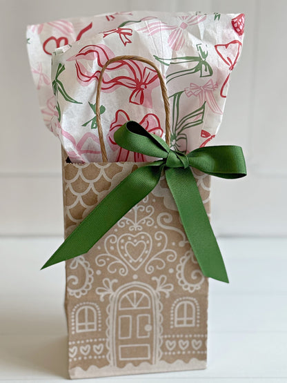 Christmas Bows Tissue Paper - Pink, Red and Green