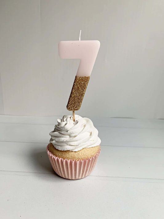 PALE Pink Glitter Candle - 7