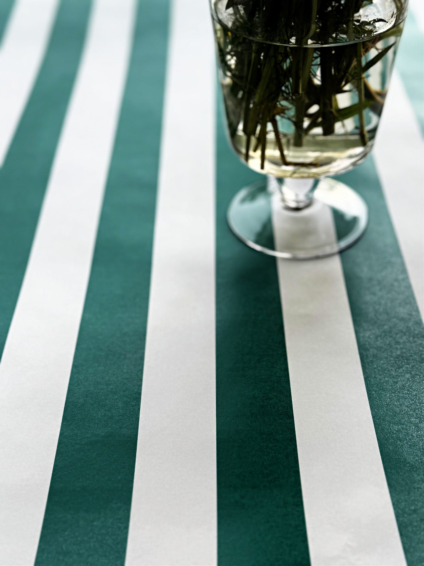 Green Cabana Striped Table Runner