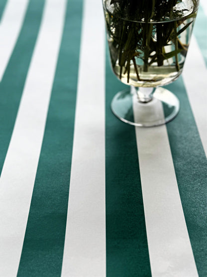 Green Cabana Striped Table Runner
