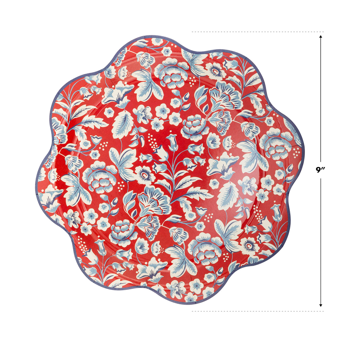 Hamptons Red Floral Scalloped Plates