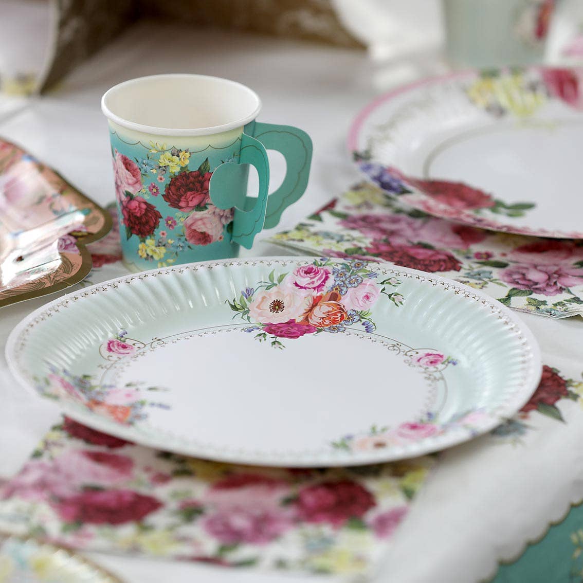 Assorted Tea Party Round Vintage 9" Paper Dinner Plates