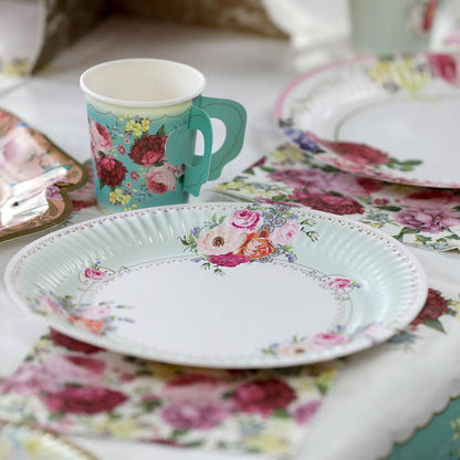 Assorted Tea Party Round Vintage 9" Paper Dinner Plates