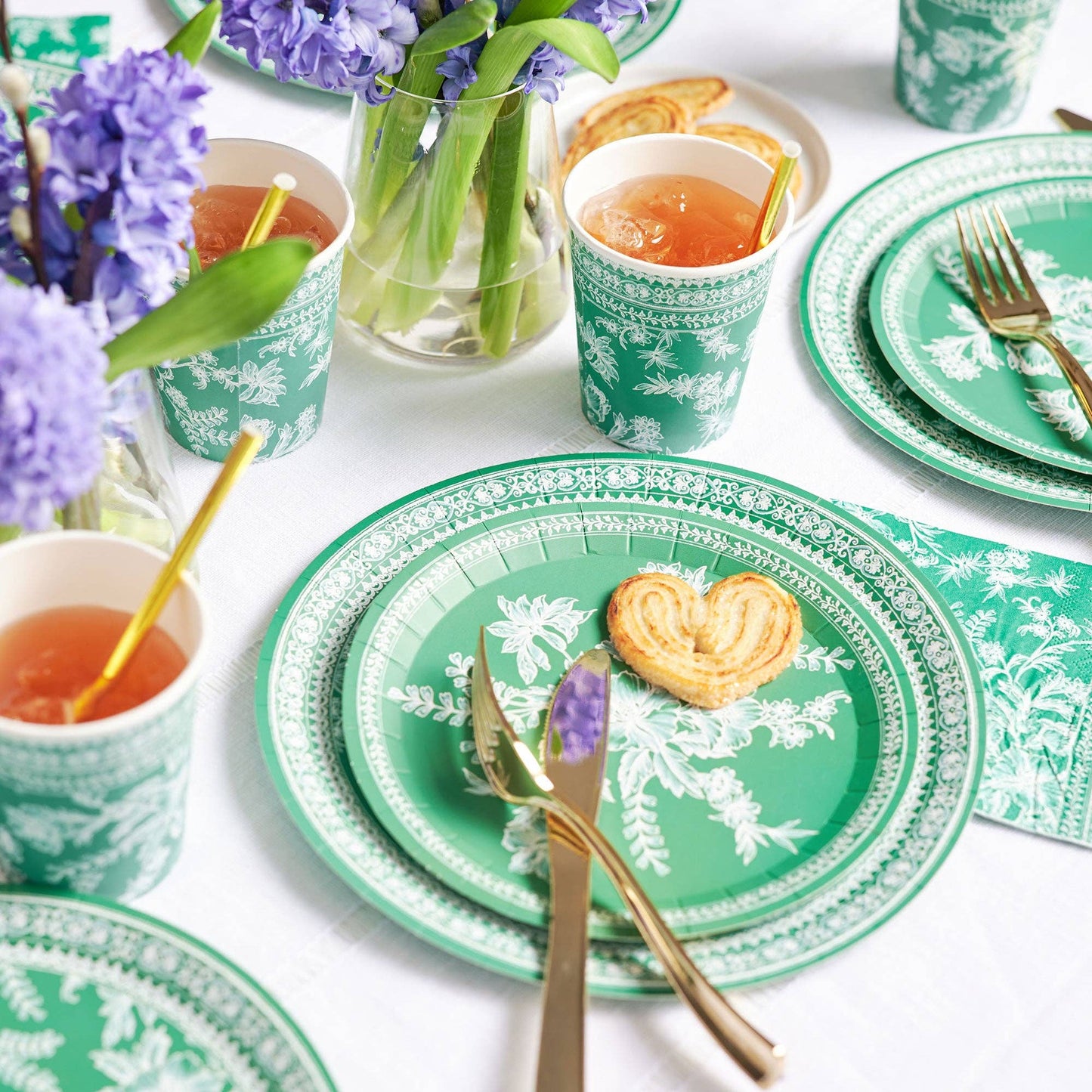 Emerald  Green Toile Paper Party Cups