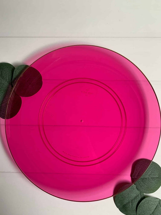 Hot Pink With Gold Edge Dinner Plates