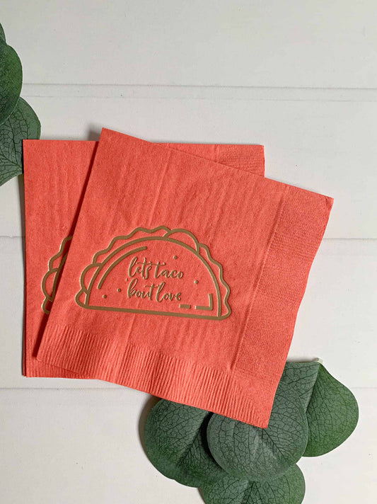 Let's Taco Bout Love Napkins - Cocktail - Melon