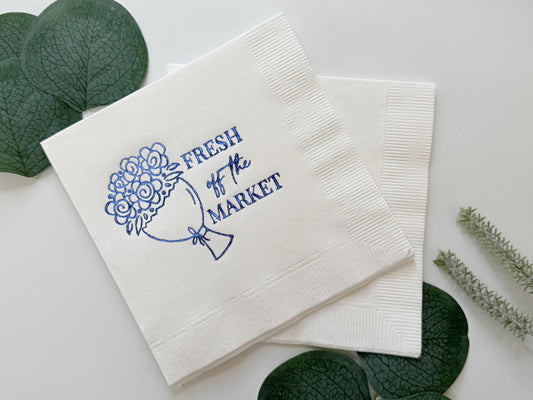 Fresh Off the Market Bridal Shower Napkins Navy & White - Set of 16