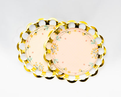 Tea Party Dessert Plates - Pink & Beige
