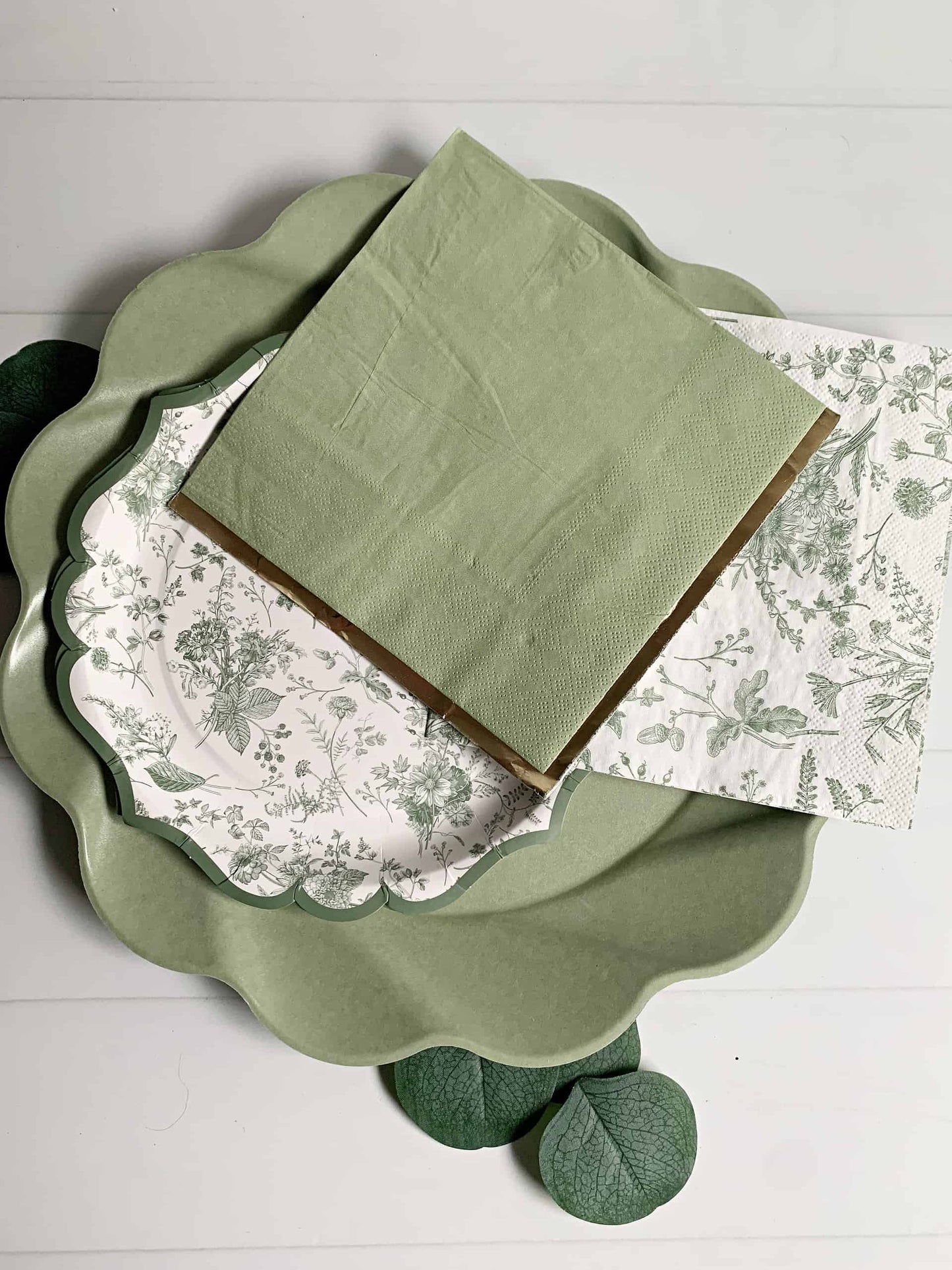 Sage Green With Gold Foil Edge Napkins