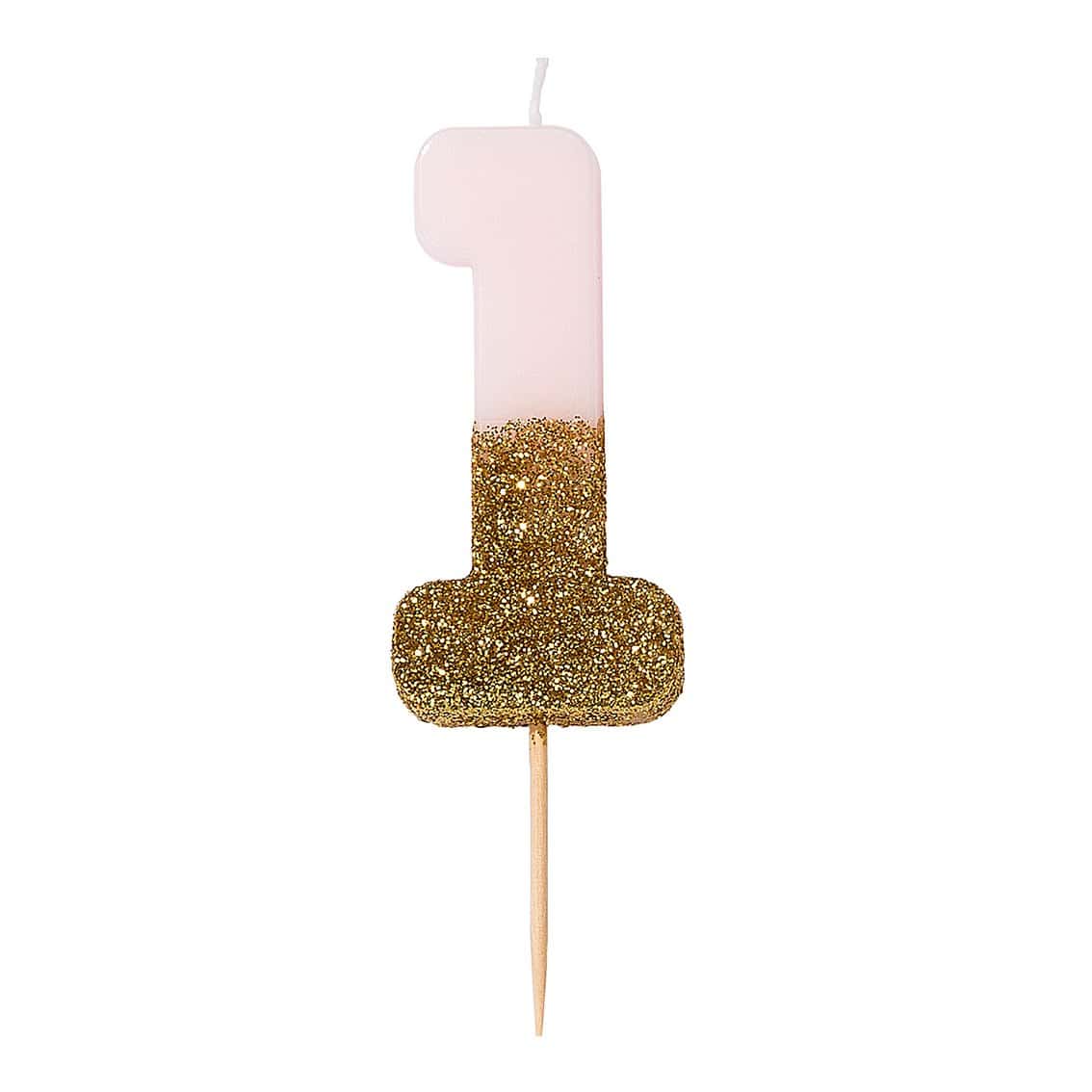 PALE Pink Glitter Candle - 1