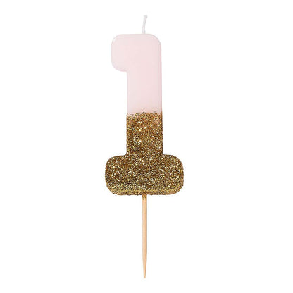 PALE Pink Glitter Candle - 1