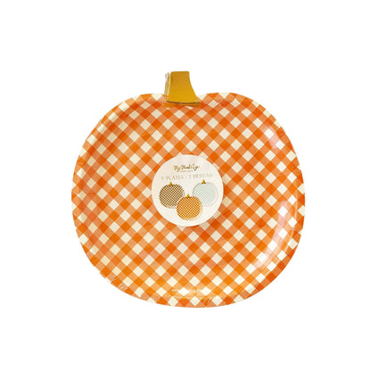 Gingham Pumpkin Paper Plates