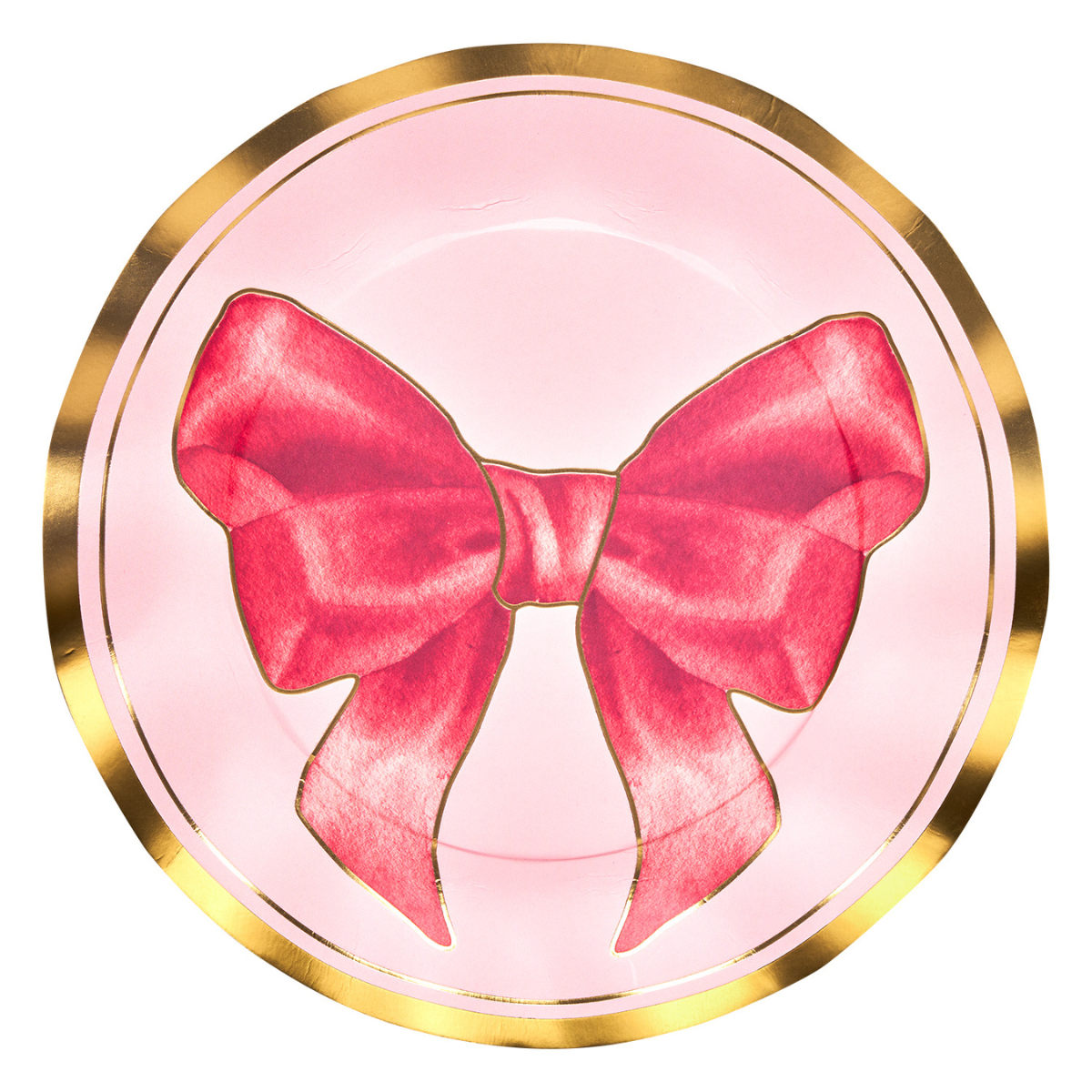 Pink Bow Wavy Dinner Plate with Gold Edge