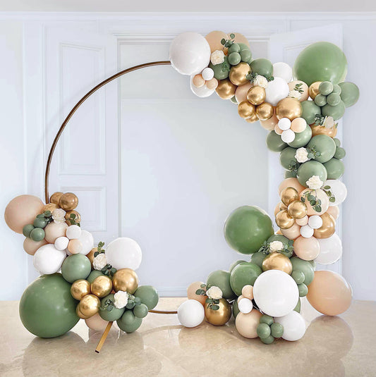 Sage, Gold & White Balloon Garland