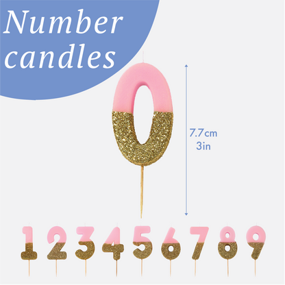 Number 6 Birthday Candle - Pink & Gold Glitter - 6th 16th 60th 66th Birthday Cake Topper